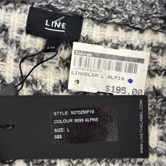 Line Helga Quarter Zip Pullover Sweater Geometric Fair Isle Alpine Gray L NEW - Picture 13 of 14